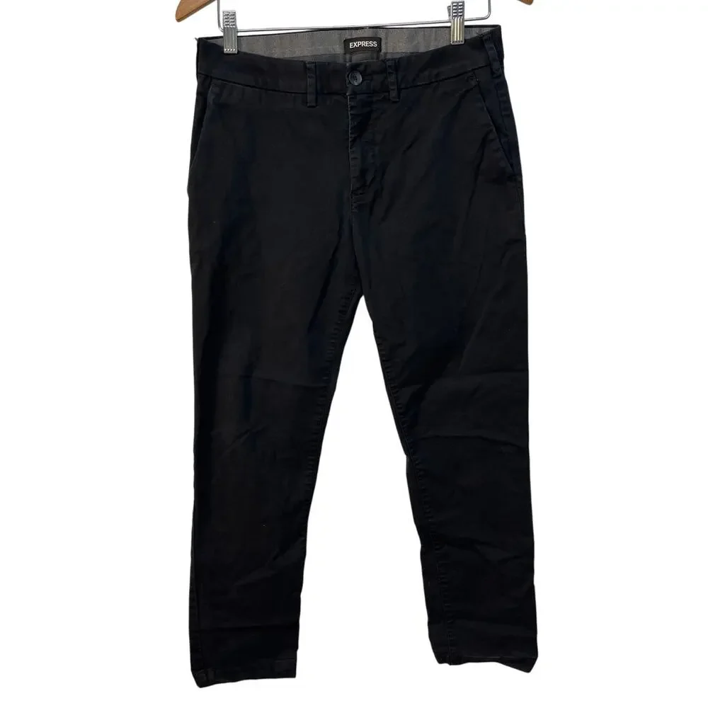 Express Men's Slim Fit Pants Color Black Size 29x30 Pre-owned - Picture 1 of 13